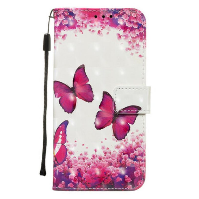 Flip Case voor Samsung Galaxy A71 Rode Vlinders