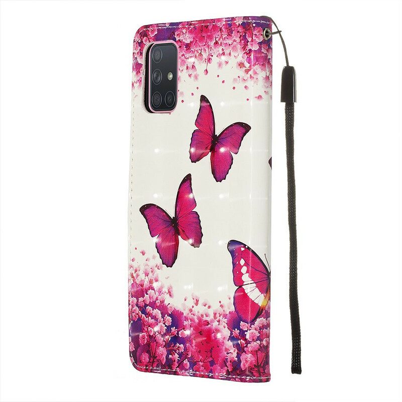 Flip Case voor Samsung Galaxy A71 Rode Vlinders