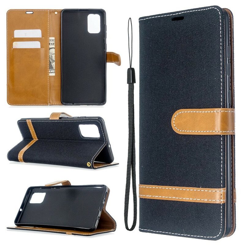 Folio-hoesje voor Samsung Galaxy A71 Met Ketting Band Van Stof En Leereffect