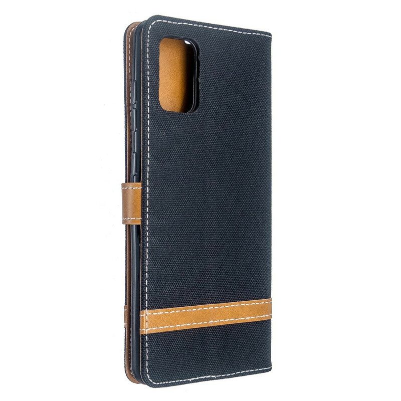 Folio-hoesje voor Samsung Galaxy A71 Met Ketting Band Van Stof En Leereffect