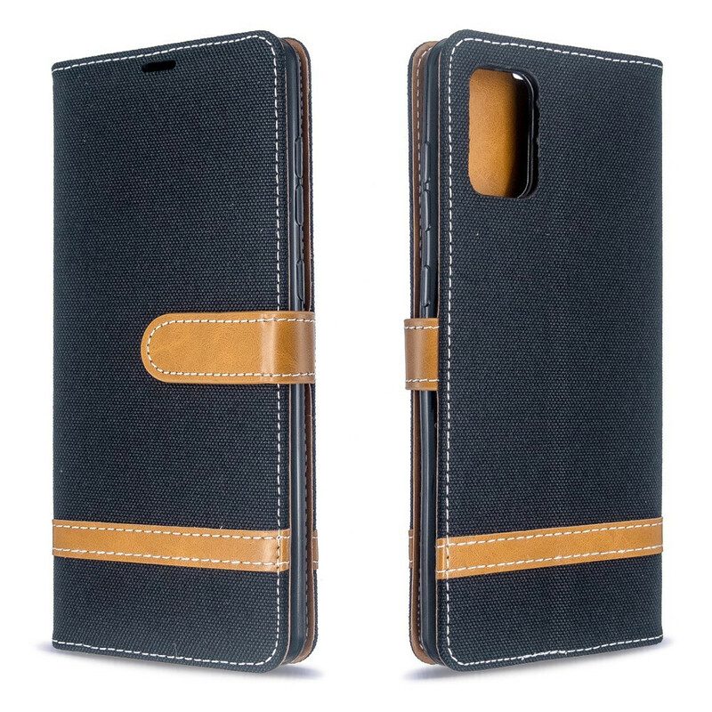 Folio-hoesje voor Samsung Galaxy A71 Met Ketting Band Van Stof En Leereffect