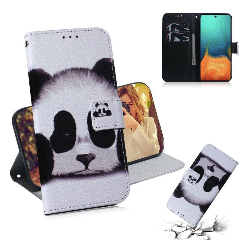 Folio-hoesje voor Samsung Galaxy A71 Panda Gezicht