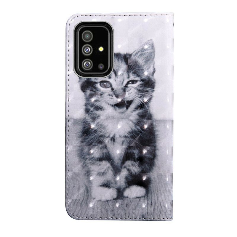 Folio-hoesje voor Samsung Galaxy A71 Zwart-witte Kat