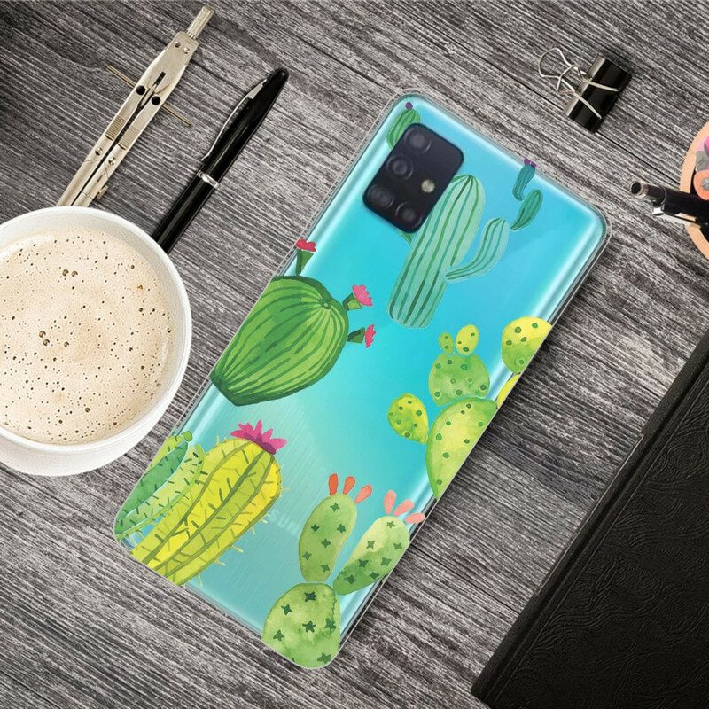 Hoesje voor Samsung Galaxy A71 Aquarel Cactussen