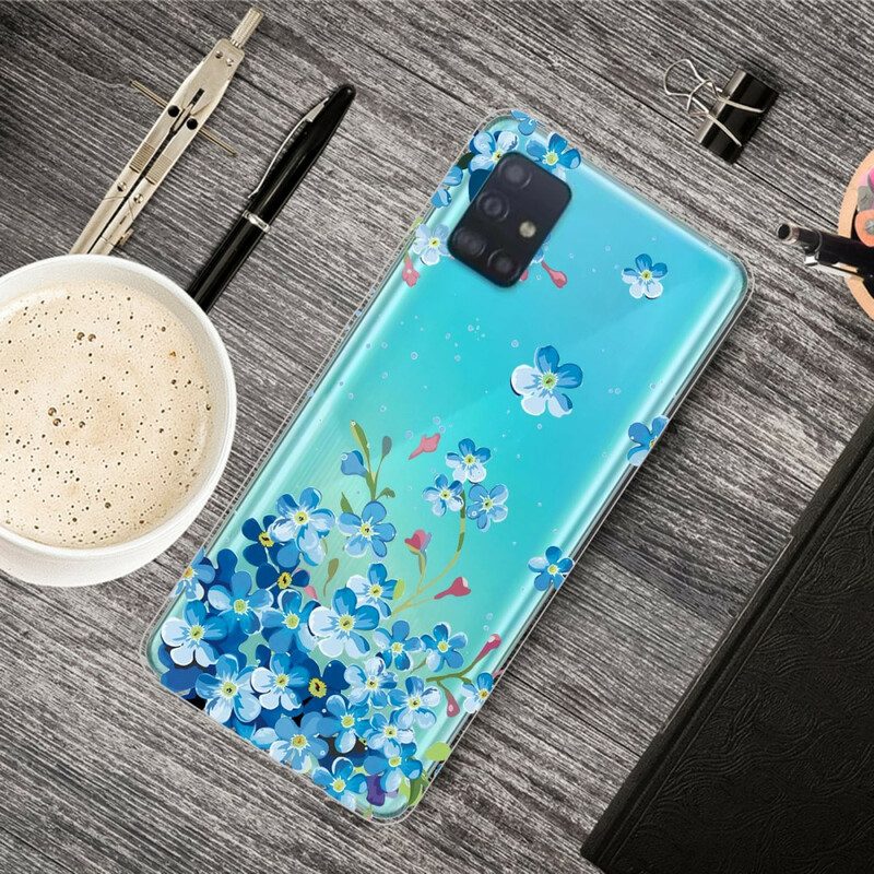 Hoesje voor Samsung Galaxy A71 Blauwe Bloemen