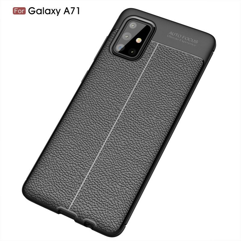 Hoesje voor Samsung Galaxy A71 Dubbellijnig Litchi-leereffect