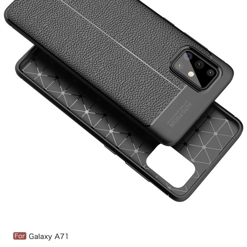 Hoesje voor Samsung Galaxy A71 Dubbellijnig Litchi-leereffect