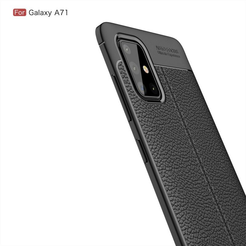 Hoesje voor Samsung Galaxy A71 Dubbellijnig Litchi-leereffect