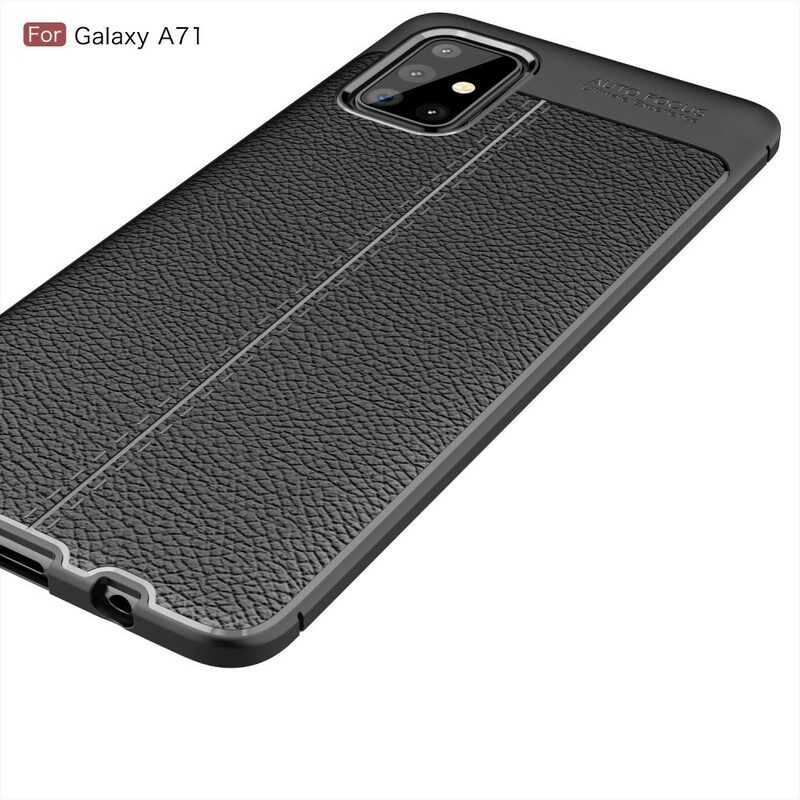 Hoesje voor Samsung Galaxy A71 Dubbellijnig Litchi-leereffect