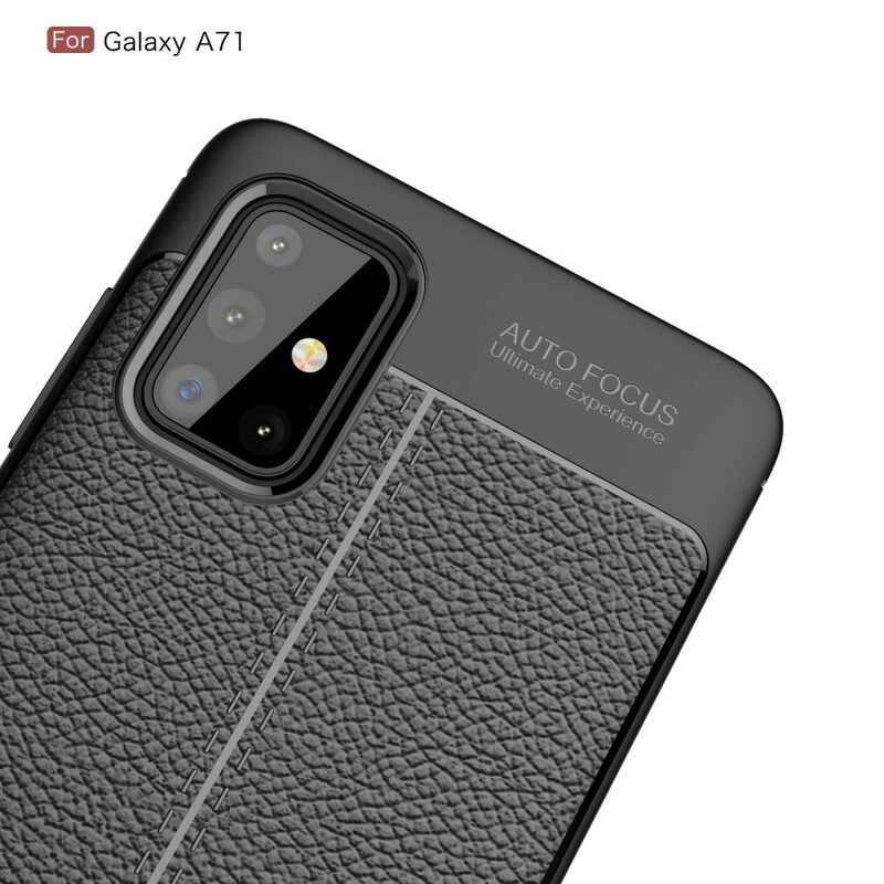 Hoesje voor Samsung Galaxy A71 Dubbellijnig Litchi-leereffect