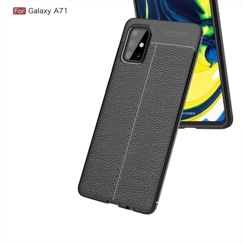 Hoesje voor Samsung Galaxy A71 Dubbellijnig Litchi-leereffect