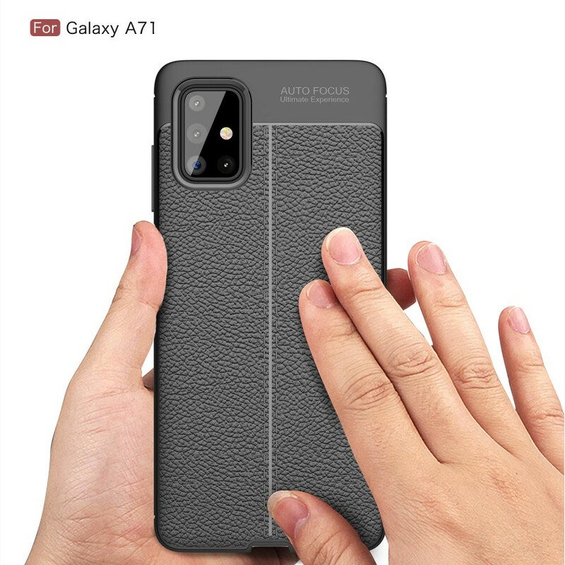 Hoesje voor Samsung Galaxy A71 Dubbellijnig Litchi-leereffect