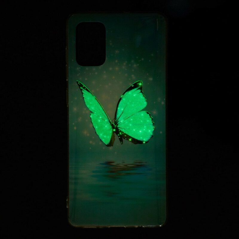 Hoesje voor Samsung Galaxy A71 Fluorescerende Blauwe Vlinder