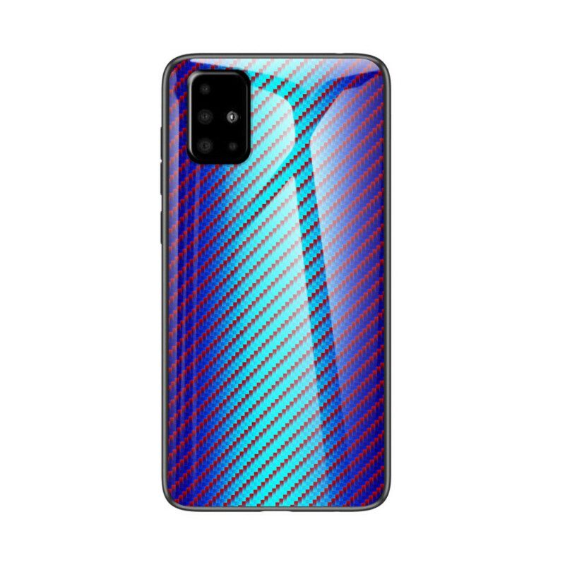 Hoesje voor Samsung Galaxy A71 Koolstofvezel Gehard Glas