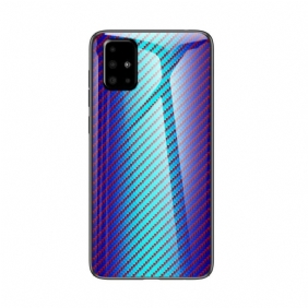 Hoesje voor Samsung Galaxy A71 Koolstofvezel Gehard Glas