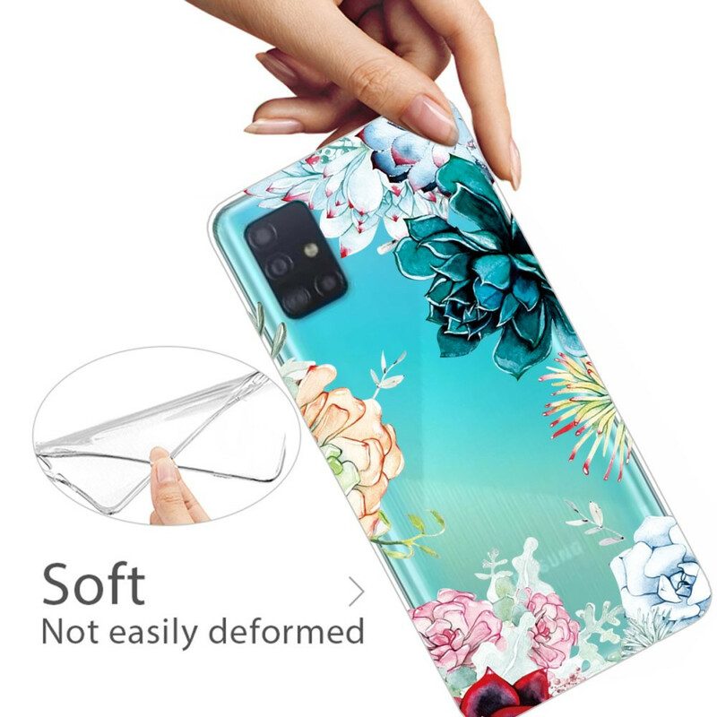 Hoesje voor Samsung Galaxy A71 Naadloze Aquarel Bloemen