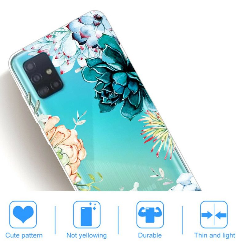 Hoesje voor Samsung Galaxy A71 Naadloze Aquarel Bloemen