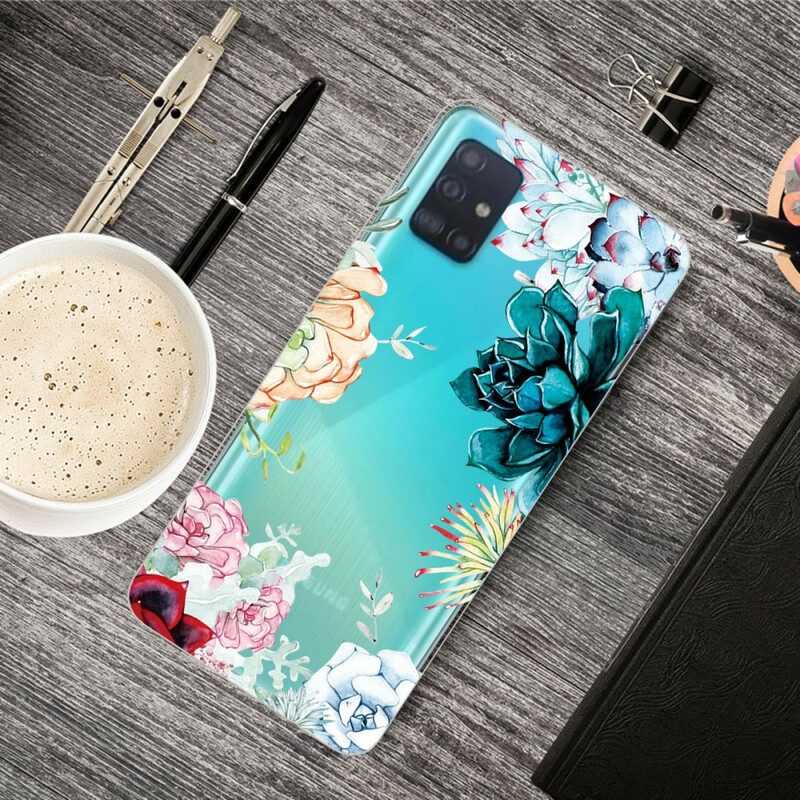 Hoesje voor Samsung Galaxy A71 Naadloze Aquarel Bloemen