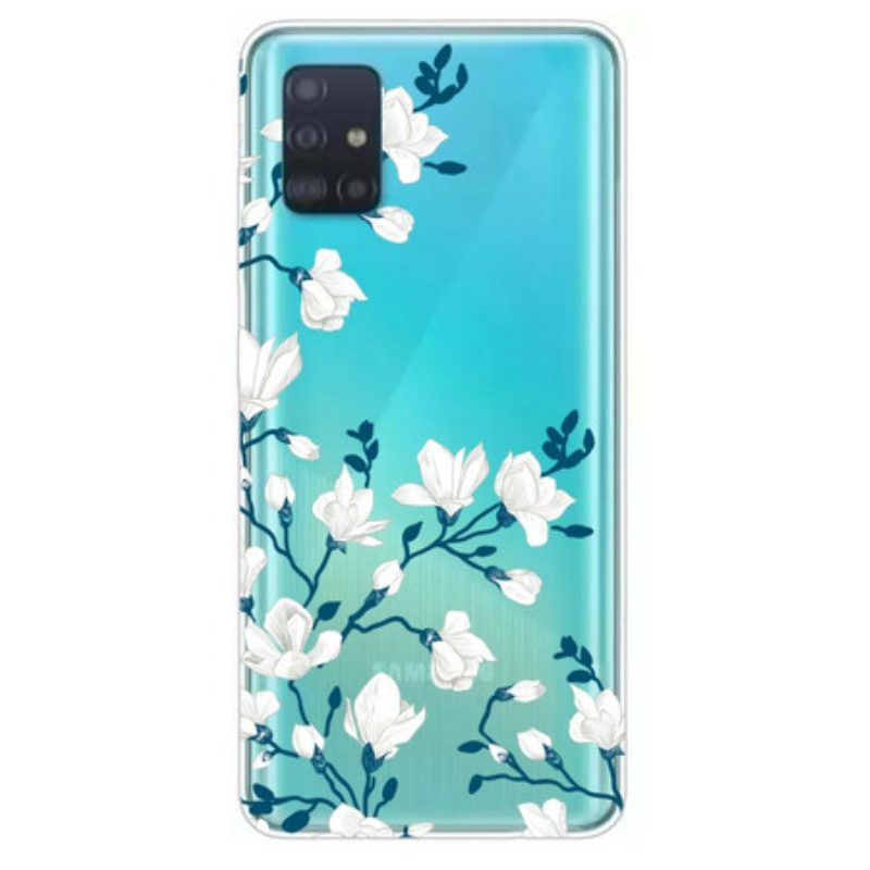 Hoesje voor Samsung Galaxy A71 Witte Bloemen