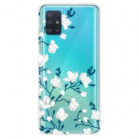 Hoesje voor Samsung Galaxy A71 Witte Bloemen