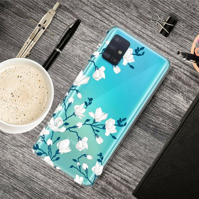 Hoesje voor Samsung Galaxy A71 Witte Bloemen