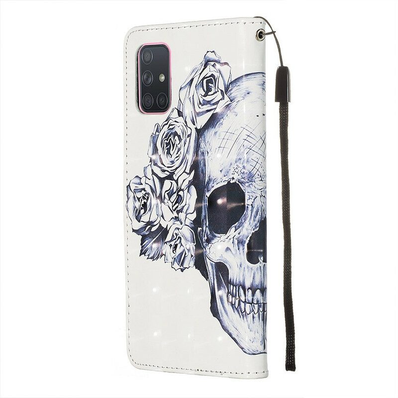 Leren Hoesje voor Samsung Galaxy A71 Bloemrijke Schedel