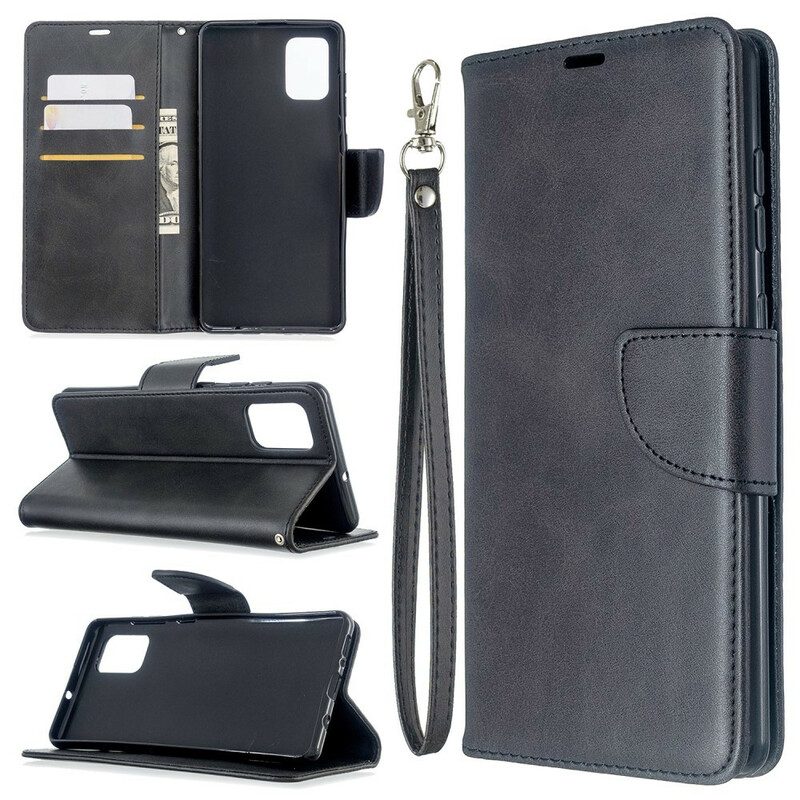 Leren Hoesje voor Samsung Galaxy A71 Folio-hoesje Gladde Flap Schuin