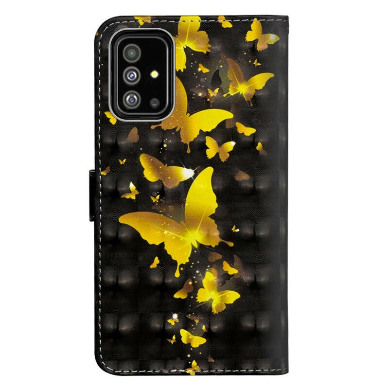 Leren Hoesje voor Samsung Galaxy A71 Gele Vlinders