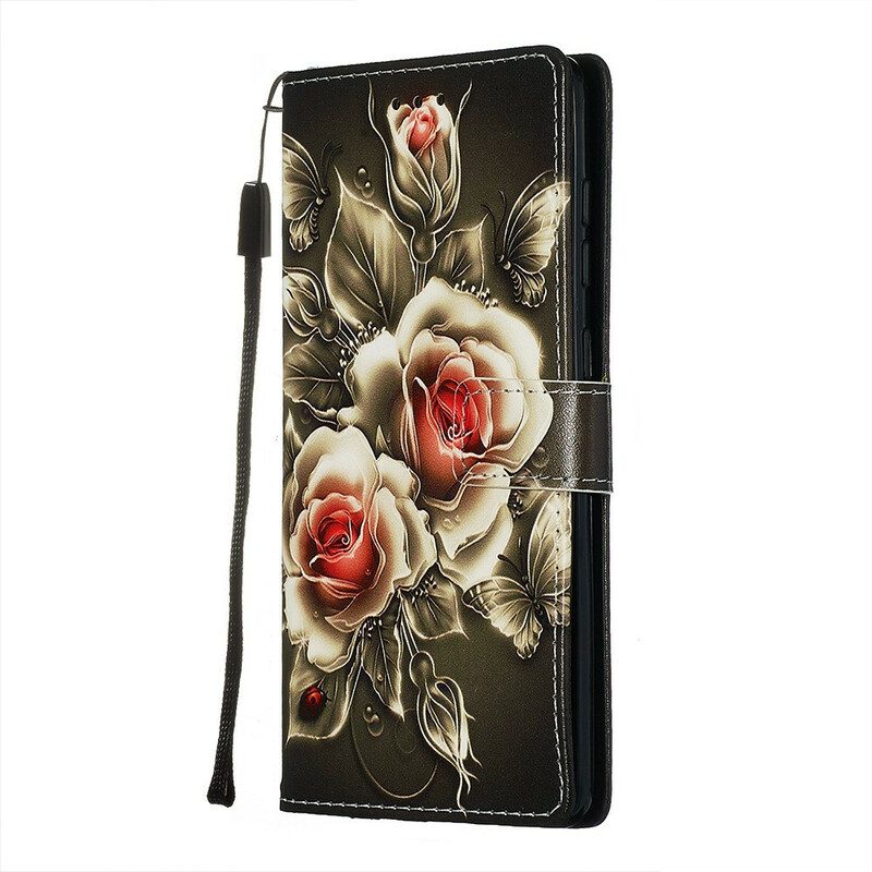 Leren Hoesje voor Samsung Galaxy A71 Gouden Rozen