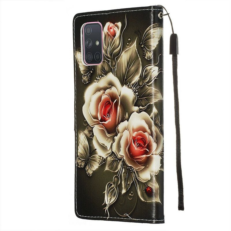 Leren Hoesje voor Samsung Galaxy A71 Gouden Rozen