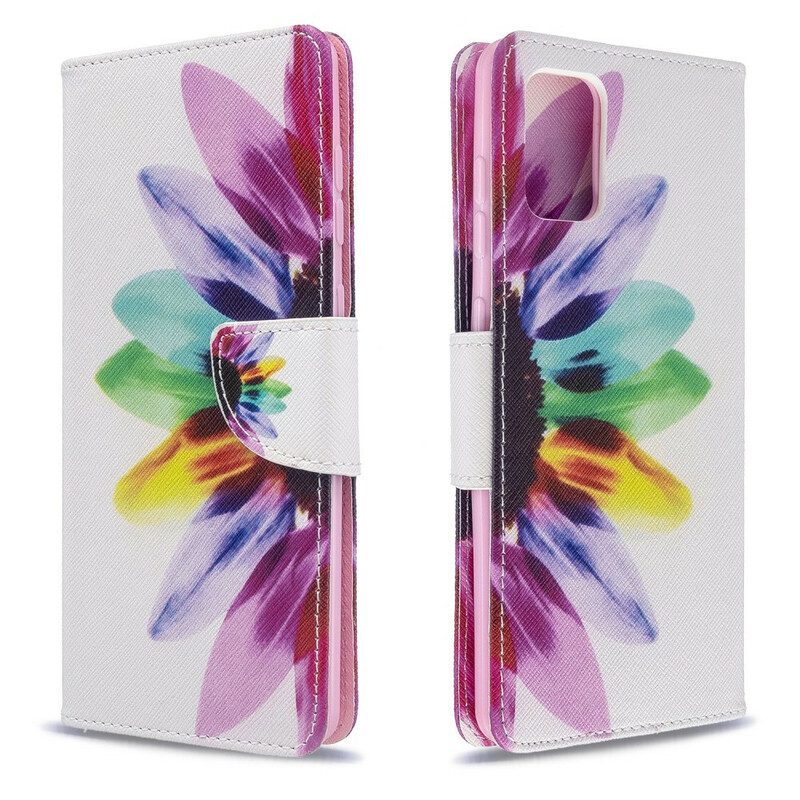 Leren Hoesje voor Samsung Galaxy A71 Waterverf Bloem