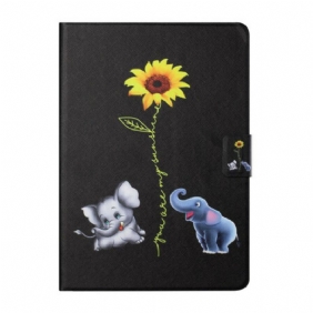 Flip Case voor Samsung Galaxy Tab A7 Lite Zonnebloem Olifanten