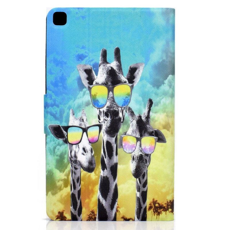 Leren Hoesje voor Samsung Galaxy Tab A7 Lite Funky Giraffen