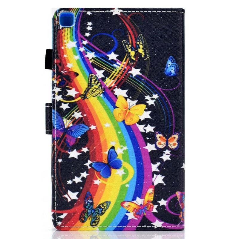 Leren Hoesje voor Samsung Galaxy Tab A7 Lite Regenboog Vlinders