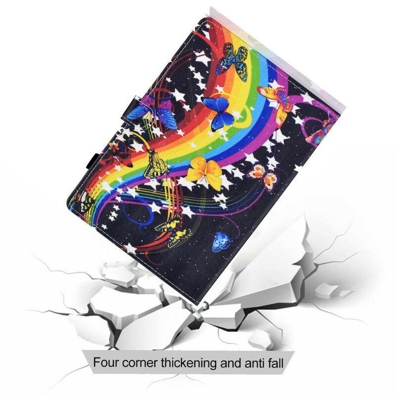 Leren Hoesje voor Samsung Galaxy Tab A7 Lite Regenboog Vlinders