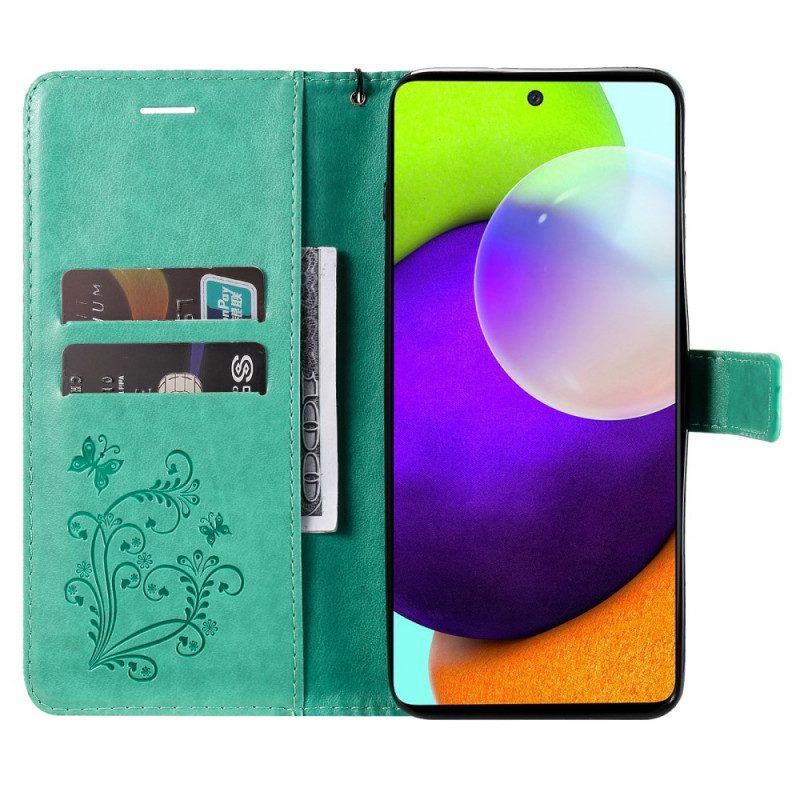 Flip Case voor Samsung Galaxy A53 5G Met Ketting Gigantische Riemvlinders