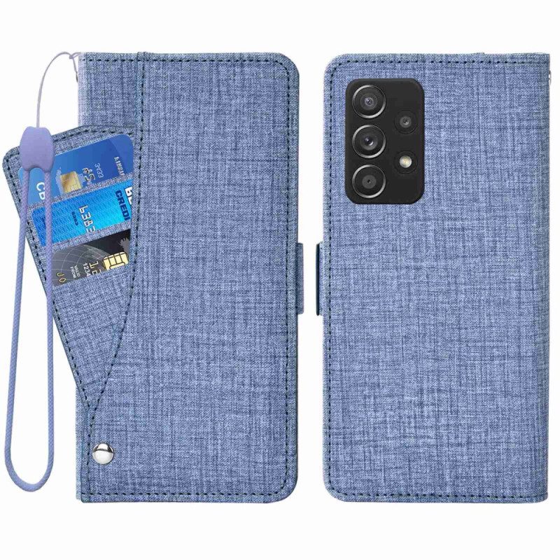 Folio-hoesje voor Samsung Galaxy A53 5G Jeans Met Roterende Kaarthouder