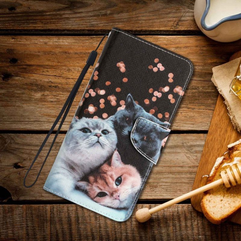 Folio-hoesje voor Samsung Galaxy A53 5G Met Ketting Alleen Stringkatten