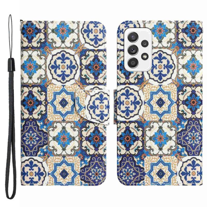 Folio-hoesje voor Samsung Galaxy A53 5G Met Ketting Bandjes Patchwork