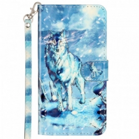 Folio-hoesje voor Samsung Galaxy A53 5G Met Ketting Lanyard Wolf