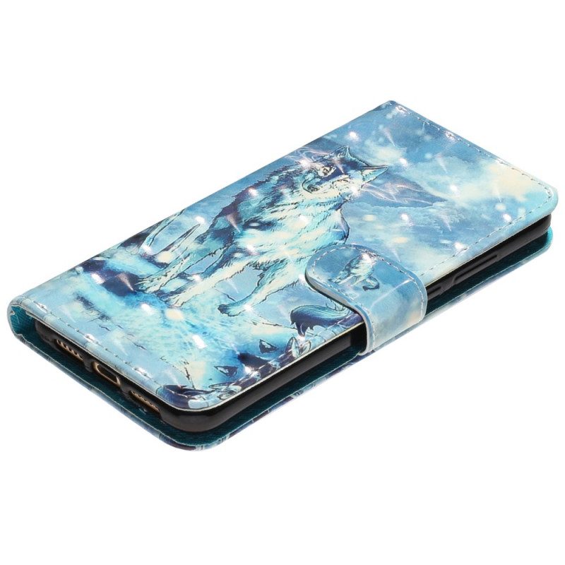 Folio-hoesje voor Samsung Galaxy A53 5G Met Ketting Lanyard Wolf