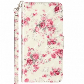 Folio-hoesje voor Samsung Galaxy A53 5G Met Ketting Riem Liberty Bloemen