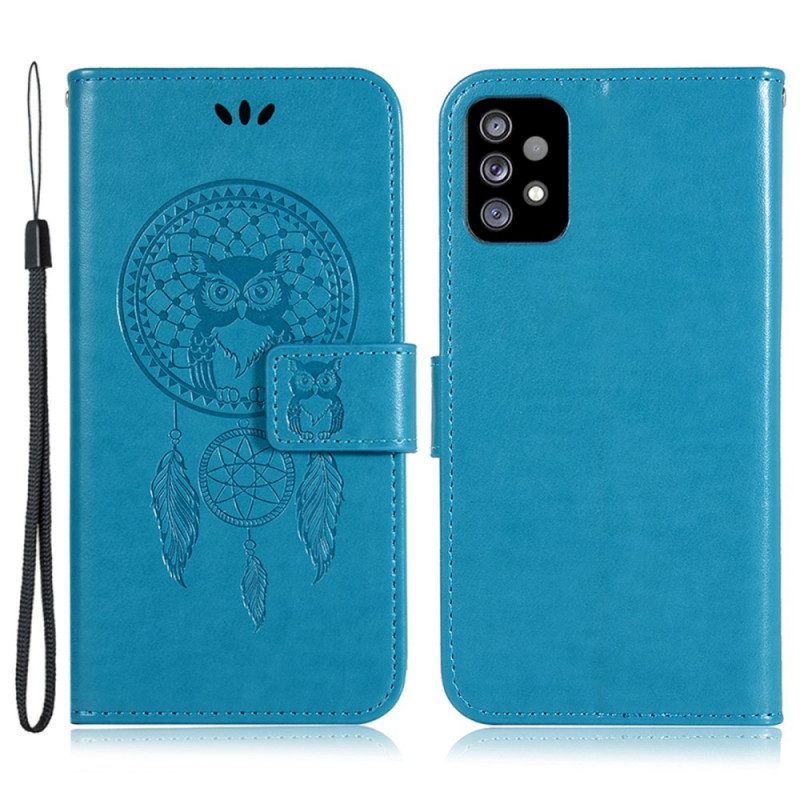 Folio-hoesje voor Samsung Galaxy A53 5G Met Ketting Uil Dromenvanger Met Riem