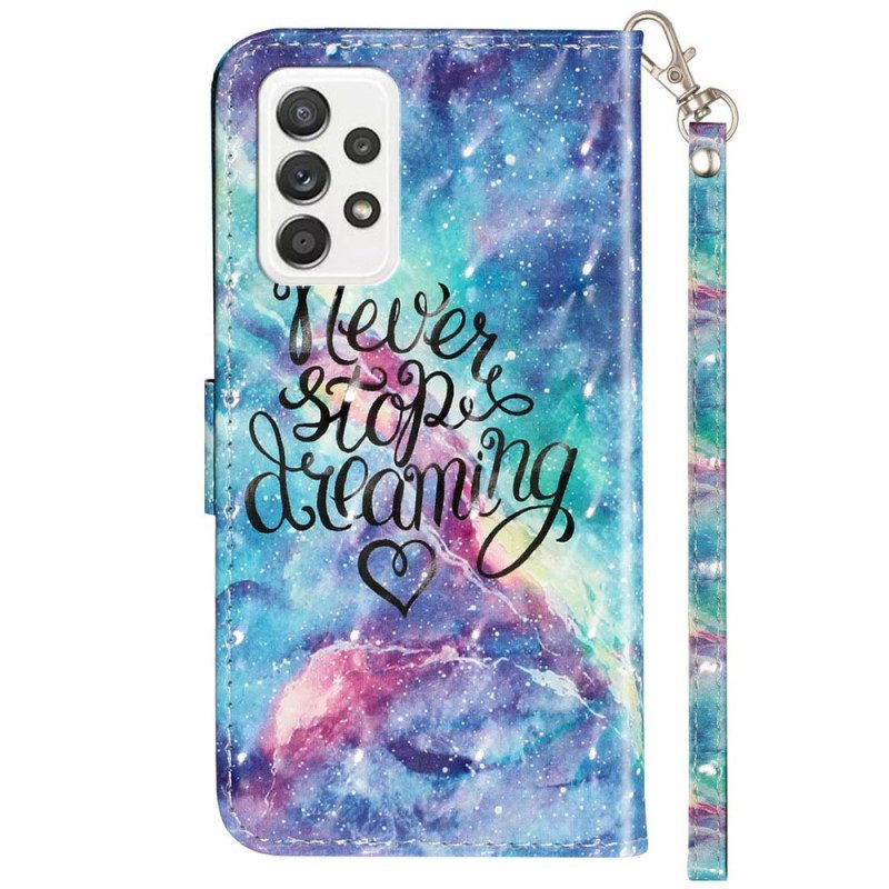 Folio-hoesje voor Samsung Galaxy A53 5G Stop Nooit Met Lanyard