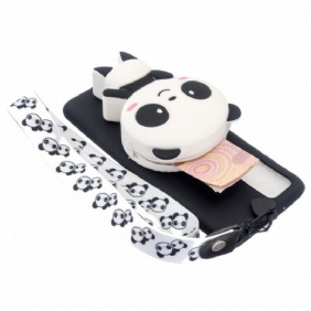 Hoesje voor Samsung Galaxy A53 5G 3d Panda Met Karabijnkoord