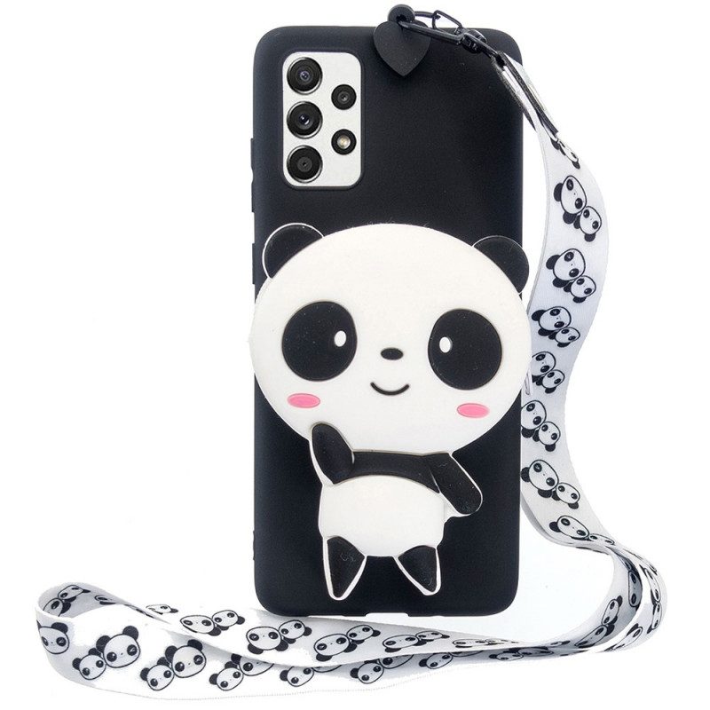 Hoesje voor Samsung Galaxy A53 5G 3d Panda Met Karabijnkoord