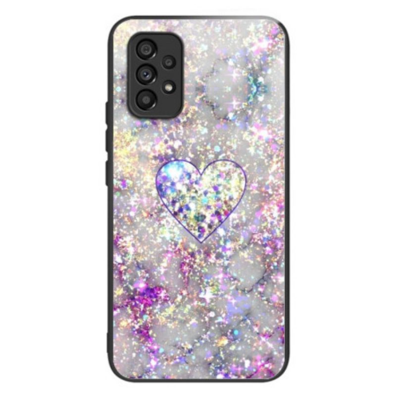 Hoesje voor Samsung Galaxy A53 5G Glitter Hart Gehard Glas