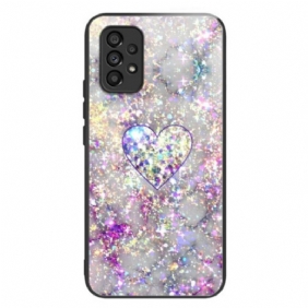 Hoesje voor Samsung Galaxy A53 5G Glitter Hart Gehard Glas