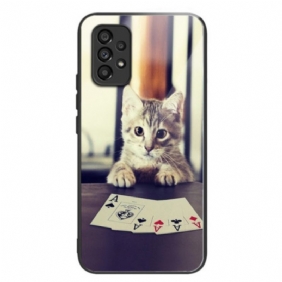 Hoesje voor Samsung Galaxy A53 5G Pokerkat Van Gehard Glas