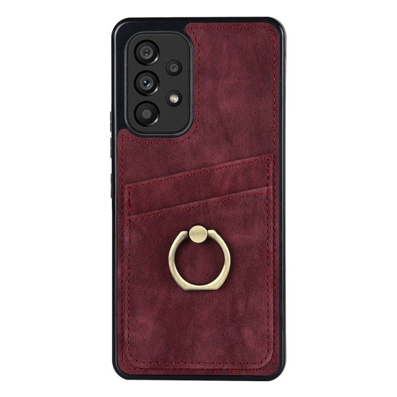 Hoesje voor Samsung Galaxy A53 5G Vintage Ringbeugel En Kaarthouder